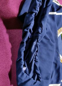 Navy &amp; Gold Embellished Blouse