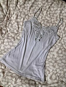 Cami Top Grey Ribbed