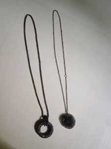 Two Dark Silver Necklaces