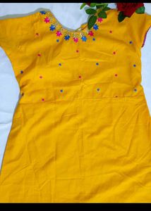Yellow Embroidered Anarkali Kurti