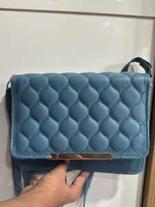 Blue Quilted Crossbody Bag