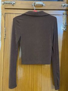 Brown Ruched short Front Top