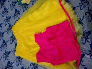 Baby Pink Frock And Yellow Crop Top