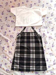 Mini Tee &amp; Plaid Dress Set
