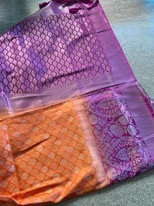 new beautiful violet and orange saree