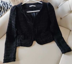 Korean Sequines Crop Tweed Jacket/ Blazer