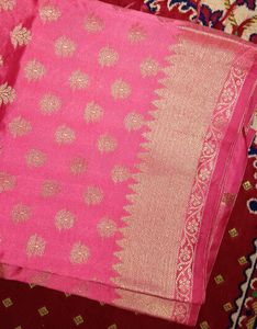 Exquisite Pink Banarasi Silk Dupatta