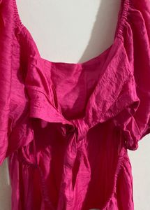 Pink Puff Sleeve Maxi Dress