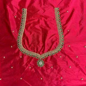 💥 Beautiful Maggam Work Red Blouse Piece