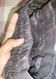 Solid Women A-line Netted Black Skirt