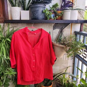 Korean Style Sheer Red Shirt