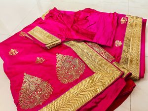 Beautiful Rani Pink Col Lotus Saree