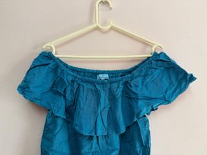 Off-Shoulder Blue Top