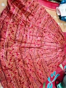 Red Patterned Ethnic Skirt