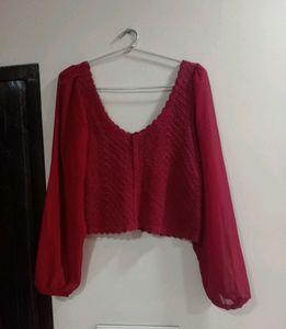 Red Full Sleeves Balloon Top