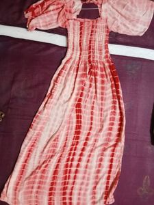 Red With Multi Colour Print Maxi Dress