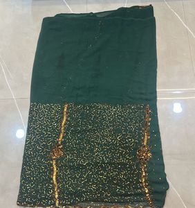 Emerald Green Embroidered Saree