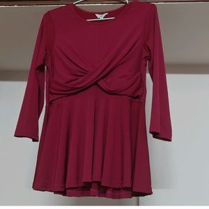 Burgundy Twist Front Top - Size M