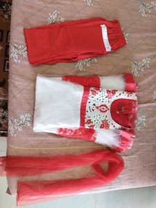 Beautiful Red White Anarkali Dress