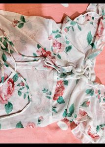 Newme Mesh Floral Lace Trim Cami Top