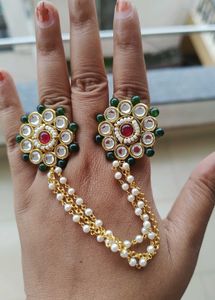 Statement Kundan Slave Bracelet Ring