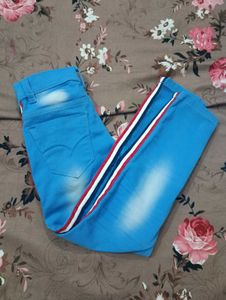 Blue Jeans with Striped Detail