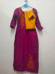 Purple Kurti & Avaasa Mustard  Leggings Set