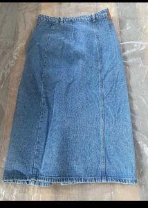 Denim Button-Front Skirt