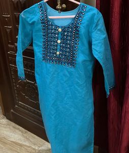 Blue Embroidery Kurti
