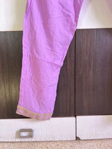 Lavender Trendy V-Neck Kurta Pant
