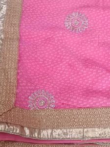 Elegant Pink Embroidered Saree