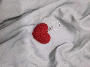 Red Crochet Heart Keychain