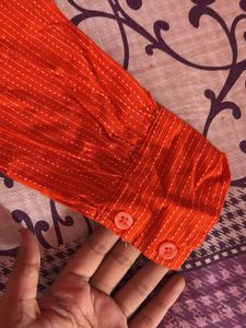 Orange Square Neck Top