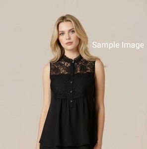 Lace Detailed Black Sleeveless Top