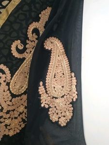 Elegant Black &amp; Gold Embroidered Dress