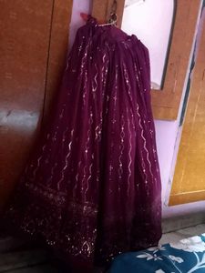Burgundy Embellished Lehenga Skirt