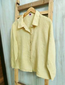 Yellow Linen Blend Blouse size-42-44