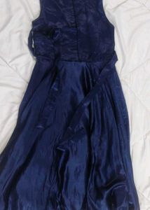Navy Blue Satin Party Dress