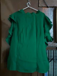 Emerald Green Ruffle Blouse