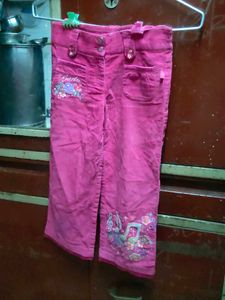 Pink Embellished Corduroy Pants