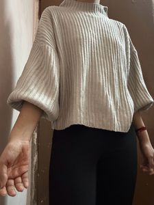 Balloon Sleeve Turtle Neck Baggy Sweater