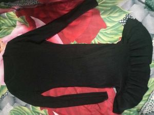 Black Ruffle Hem Knit Dress