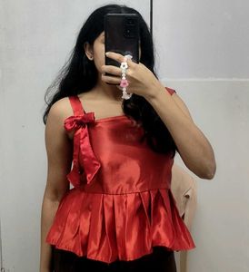 Chic Red Peplum Top ❤️‍🔥