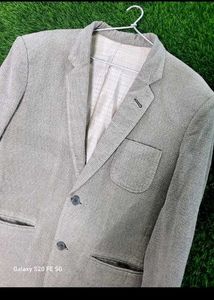 Gray Textured Casual Blazer