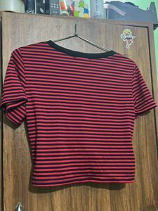 Shein Striped Twist-Front Tee
