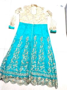 Elegant Blue & Gold Anarkali Kurta