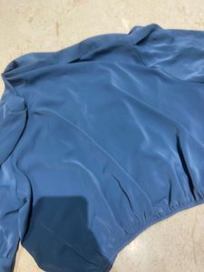 blue satin crop top