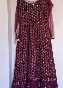 Wine Sequin Anarkali