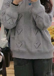 Heart Pattern Knit Sweater