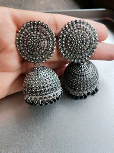 Anti-tarnished Oxidized Jhumka Earrings